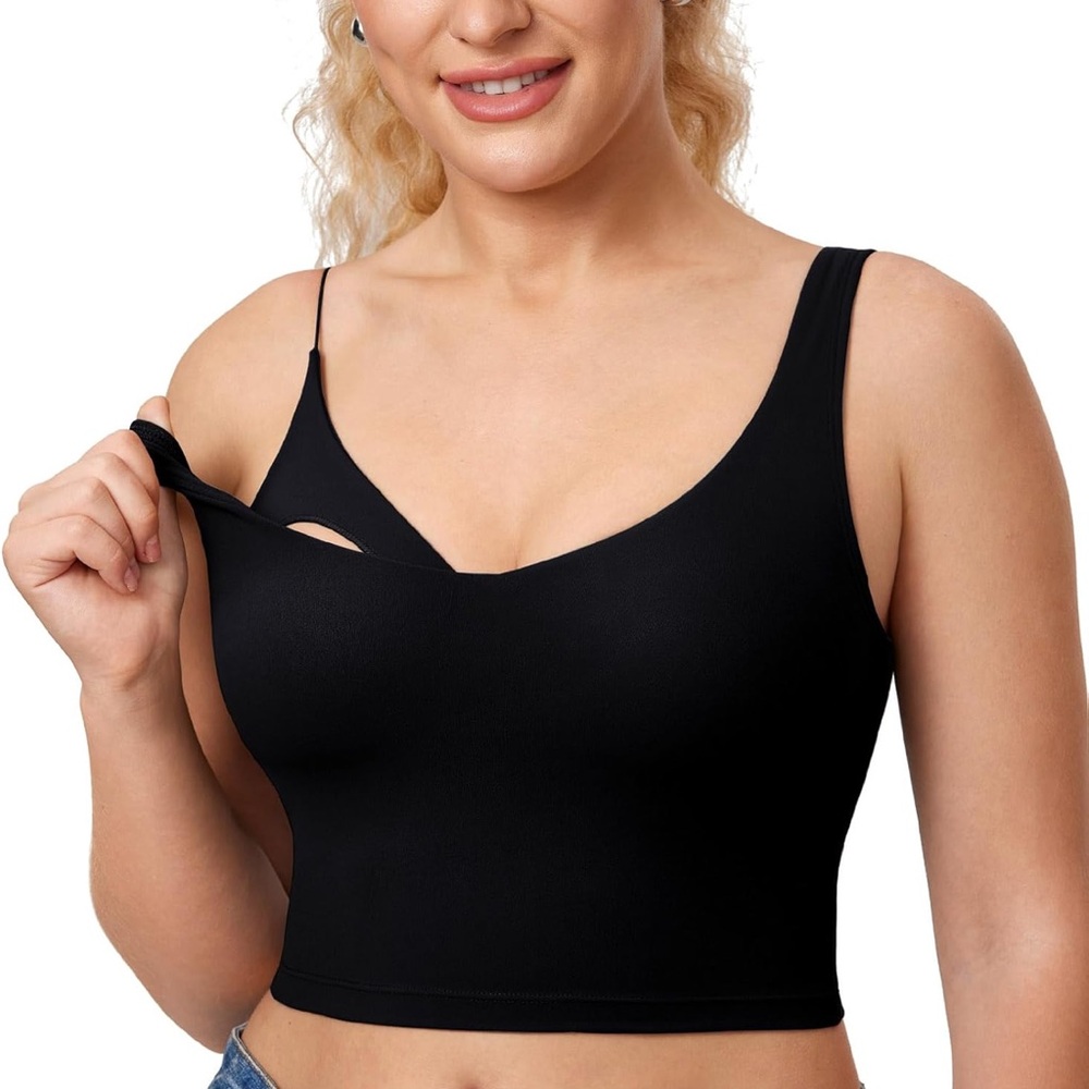 Seamless Black Nursing & Sleep Bra Tank Top